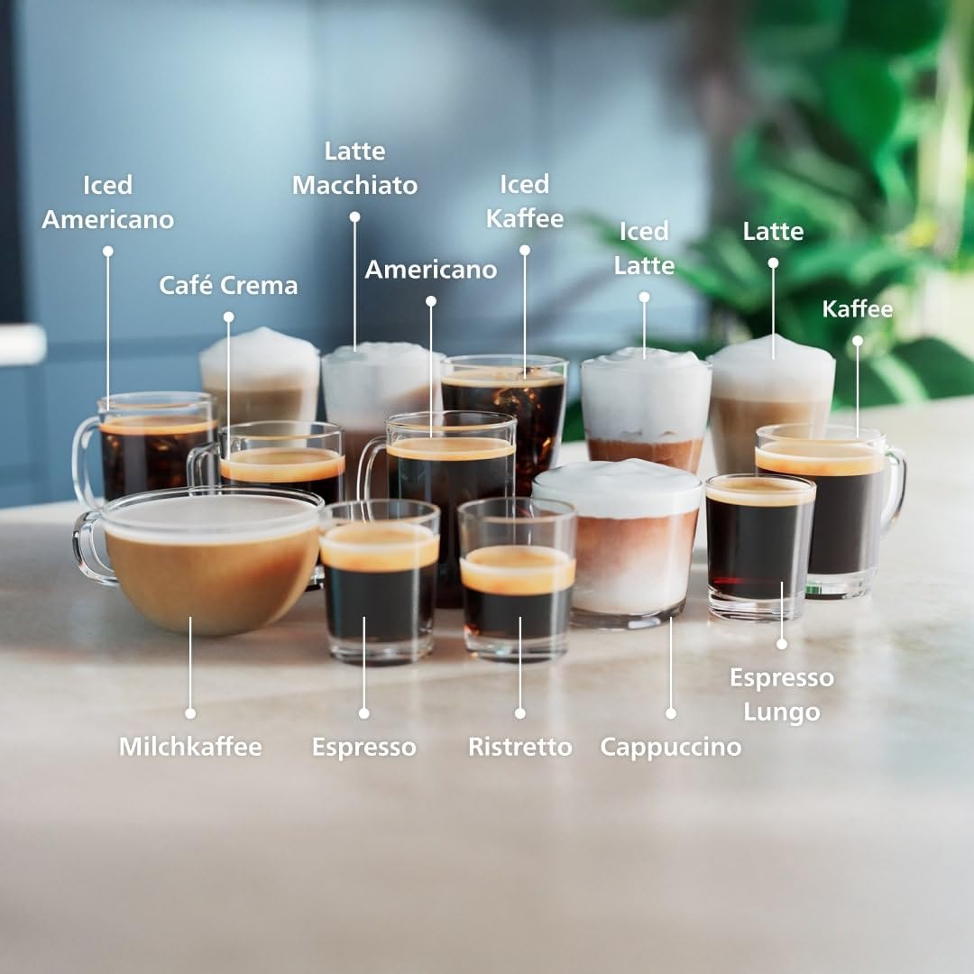 Philips-Serie 5500 Kaffeevollautomat EP5544/50– LatteGo Milchsystem,20 heiße und kalte Kaffeespezialitäten,40% leiser mit SilentBrew,Grau