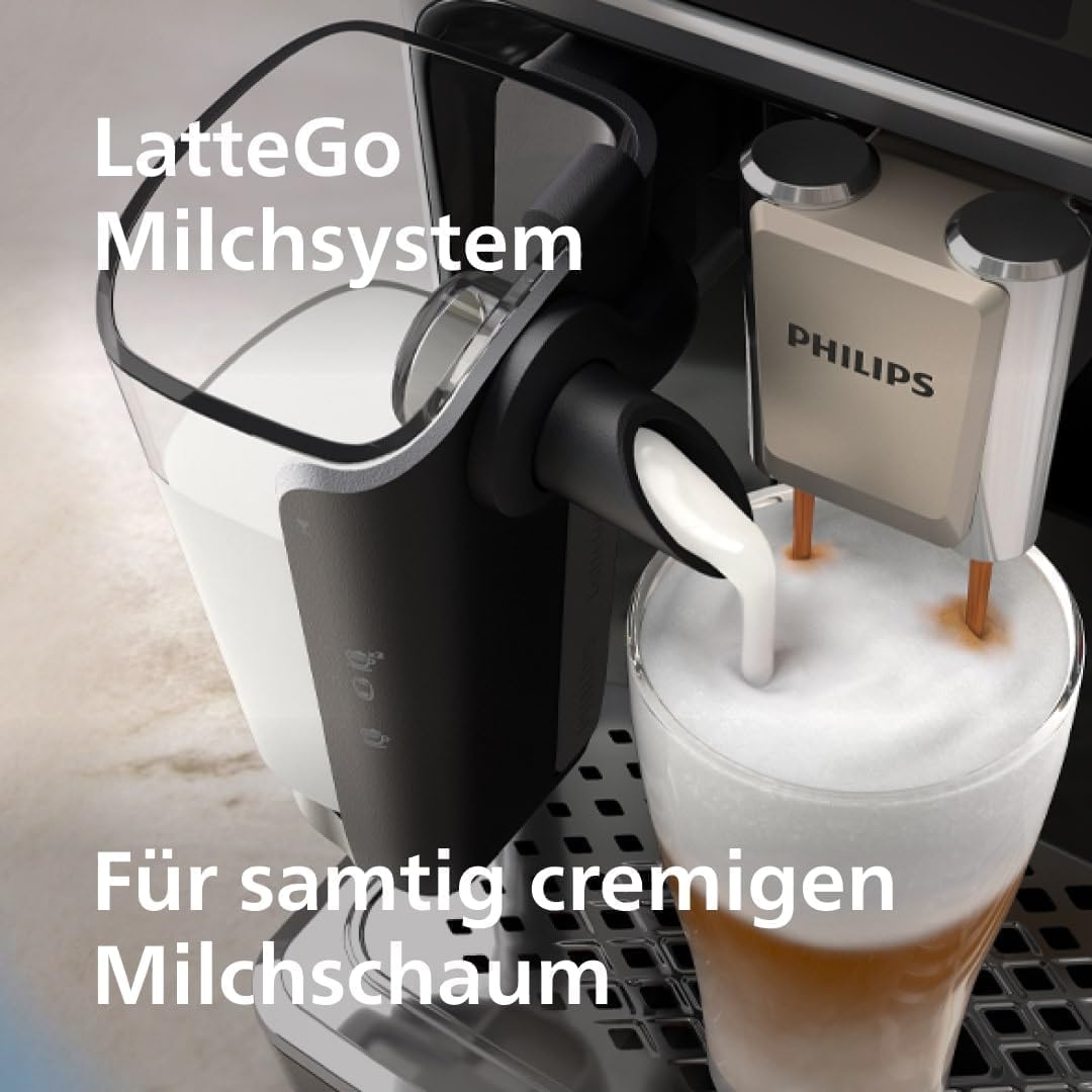 Philips-Serie 5500 Kaffeevollautomat EP5544/50– LatteGo Milchsystem,20 heiße und kalte Kaffeespezialitäten,40% leiser mit SilentBrew,Grau
